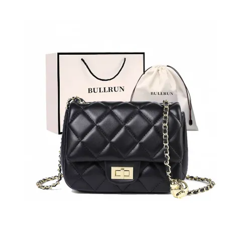 Bullrun Synthetic Leather Shoulder Bag Women's Black/Ecru