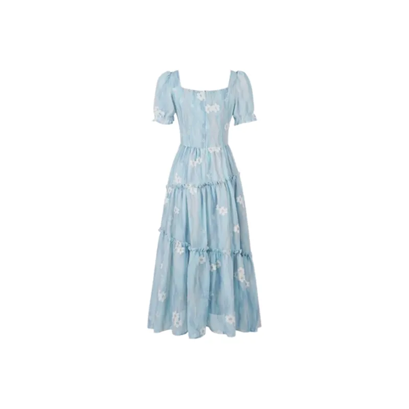 MTHE Short Sleeved Dress Women's Blue-1