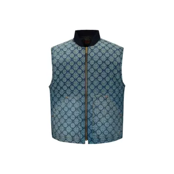 EVISU Tank Top Men Denim Blue All Over Print