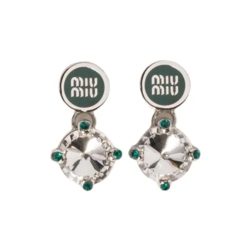 MIU MIU Crystal Earrings Unisex Green