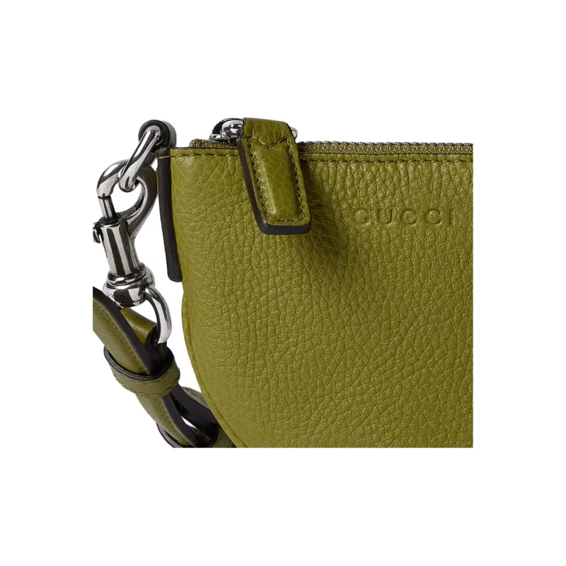 GUCCI Grain Leather Crossbody Bag, Shoulder Bag Extra Mini Men's Olive Green-5