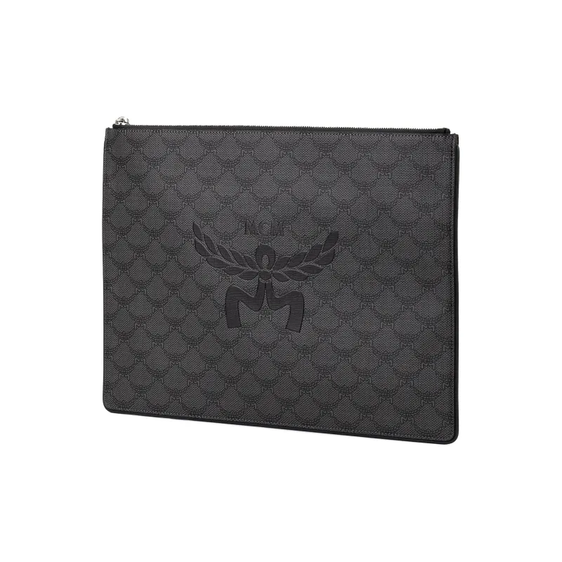 MCM Nappa Leather Clutch Extra Large Unisex Dark Gray-2