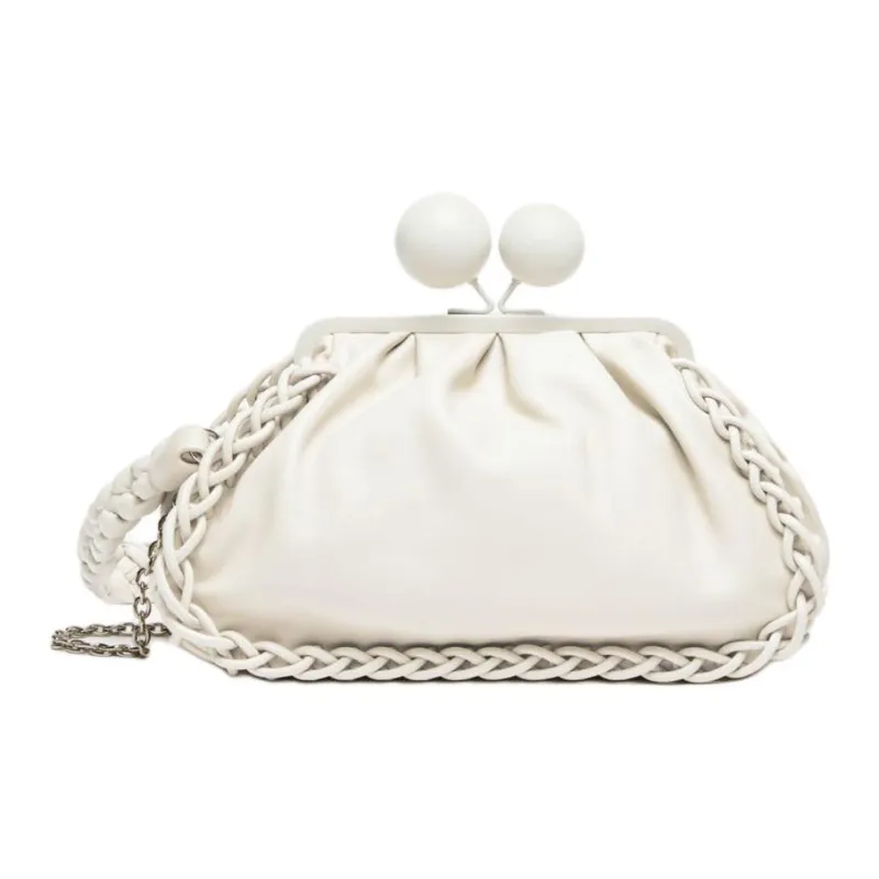 WEEKEND MaxMara Pasticcino Nappa Leather Handbag Medium Size Women's Milk White-0