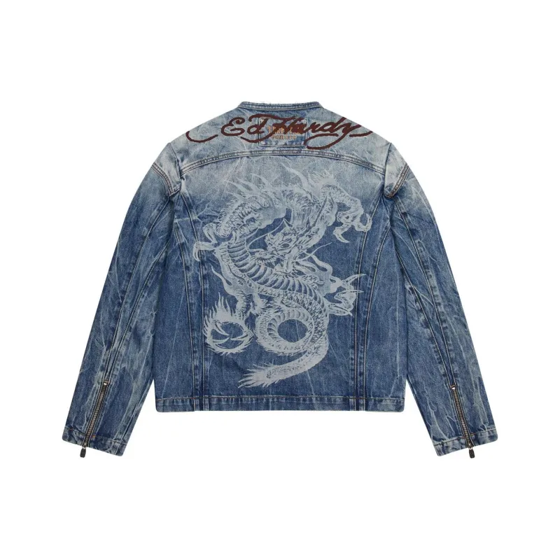 Ed Hardy x Trapstar Trapstar Collaboration FW24 Denim Jacket Unisex Blue-0