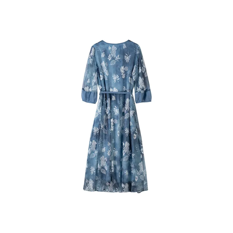To The West Short Sleeved Dress Women's Blue-1