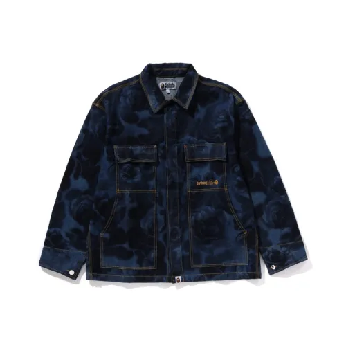 A BATHING APE Floral Camo Jacquard 13Oz Denim Work Jacket
