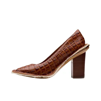 Clarks Martine Rose Block Heel High Heels 8.5cm Women's Tan