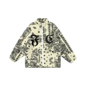 FEICHAI Letter Stand Collar Loose Fit Thickened Puffer Jacket Unisex Ivory