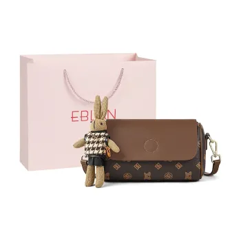 EBLAN Cow Leather Shoulder Bag, Crossbody Bag, Pillow Bag Regular Women's Coffee