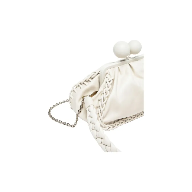 WEEKEND MaxMara Pasticcino Nappa Leather Handbag Medium Size Women's Milk White-3