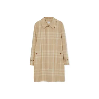 Burberry Checked Cotton Long Coat