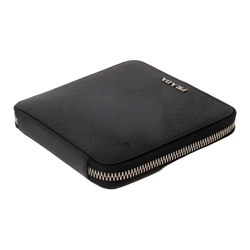 PRADA Calfskin Leather Storage Bag Unisex Black-4