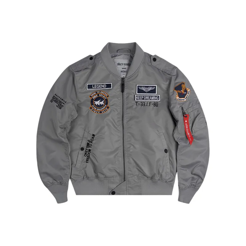 UOD American Jackets & Coats MA 1 Baseball Jacket Coat Unisex Dark Gray-1