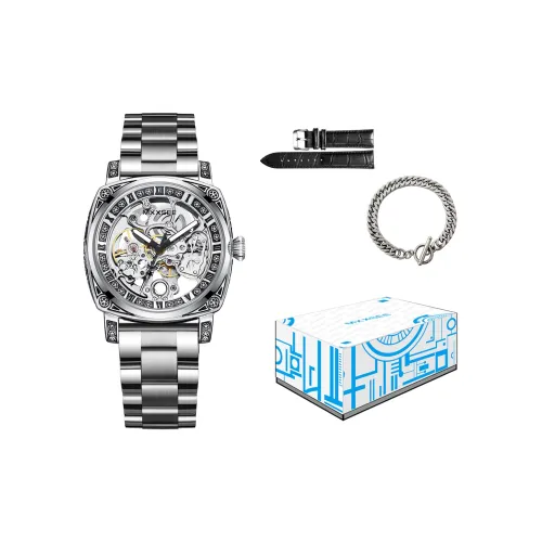 MXXSEE Automatic Mechanical Movement Stainless Steel Watchband Watch Men's Watches White Dial