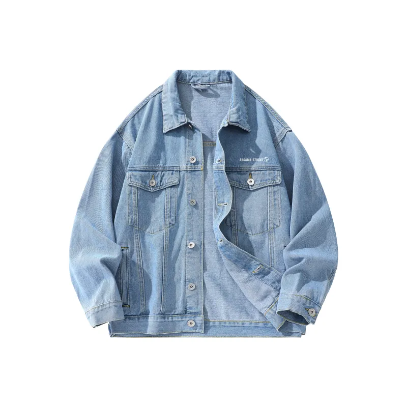 SESAME STREET Denim Jacket Unisex Vintage Blue-3