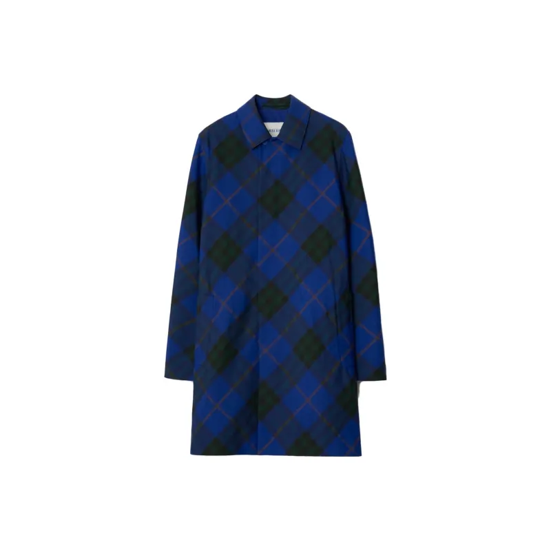 Burberry Checked Single Breasted Long Sleeved Car Coat-0