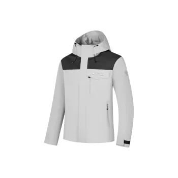 QIAODAN Mountain God Series Waterproof And Windproof To Keep Warm Windbreaker Jacket Men's Light Moss Gray/Black