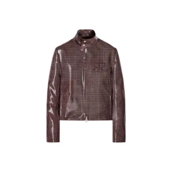 COURREGES Shaded logo Patent Biker Jacket