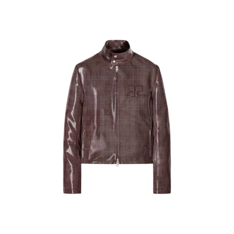COURREGES Shaded logo Patent Biker Jacket-0