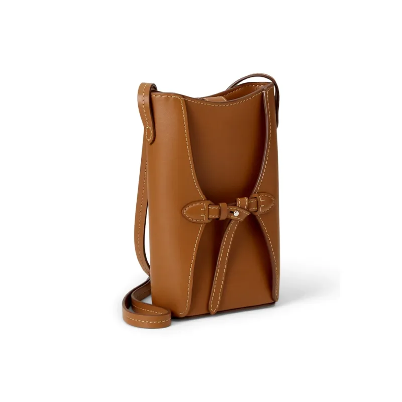 Ralph Lauren Cow Leather Cell Phone Pouch Women's Gold Brown-1