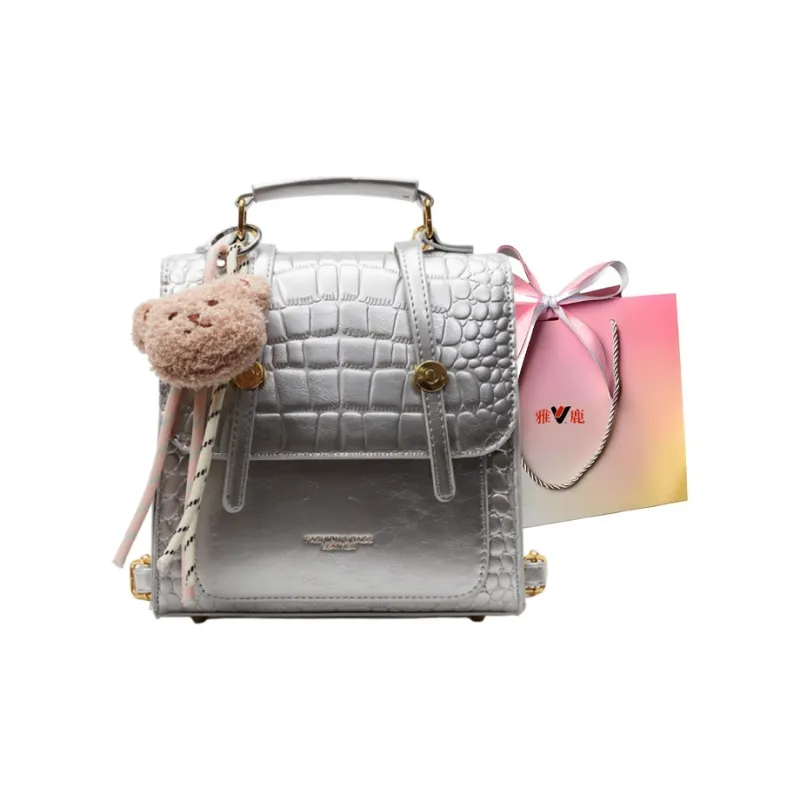 Yalu PU Backpack Women's Black/Ecru/Brown/Silver/Burgundy-21