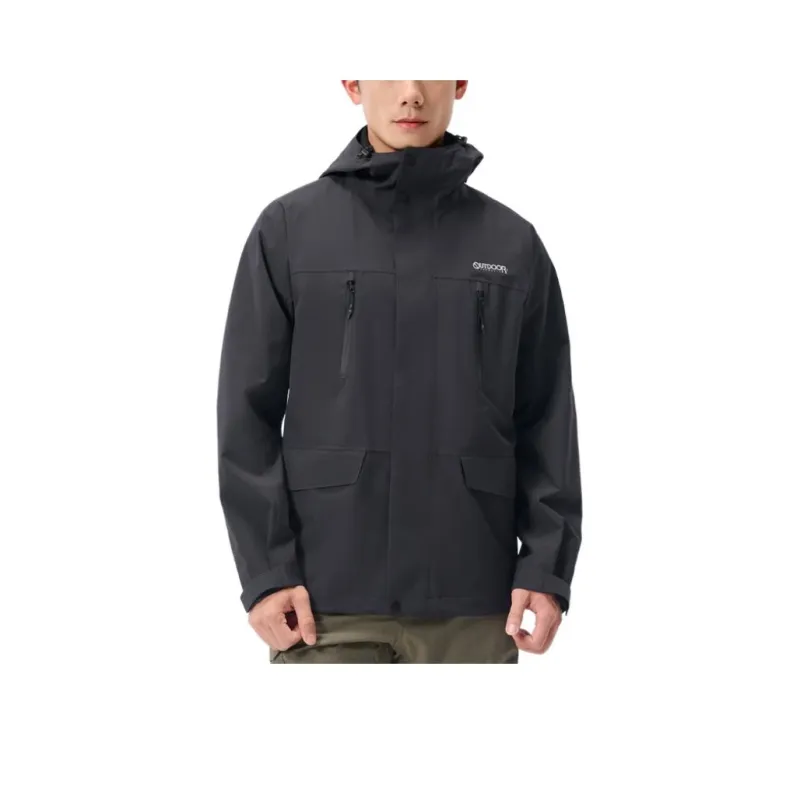 OUTDOOR PRODUCTS Waterproof, Windproof, UV Protection, Breathable, Thermal Windbreaker Jacket Men's Night Black-0