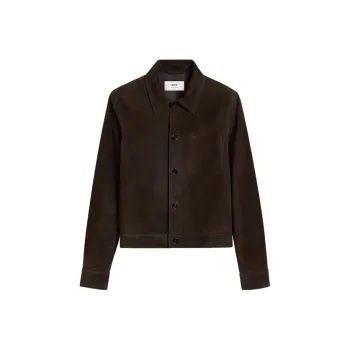 AMIPARIS Leather Button-down Overshirt