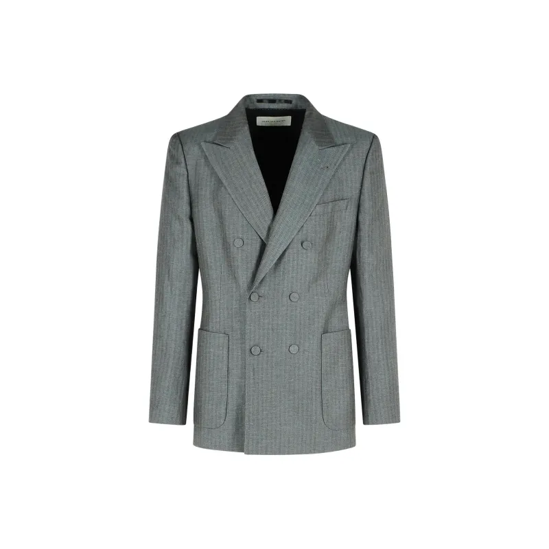 DRIES VAN NOTEN Double Breasted Striped Blazer-0