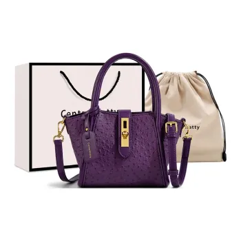 CentarlKatty Polyurethane With Synthetic Leather Handbag Women's Ostrich Pattern Purple