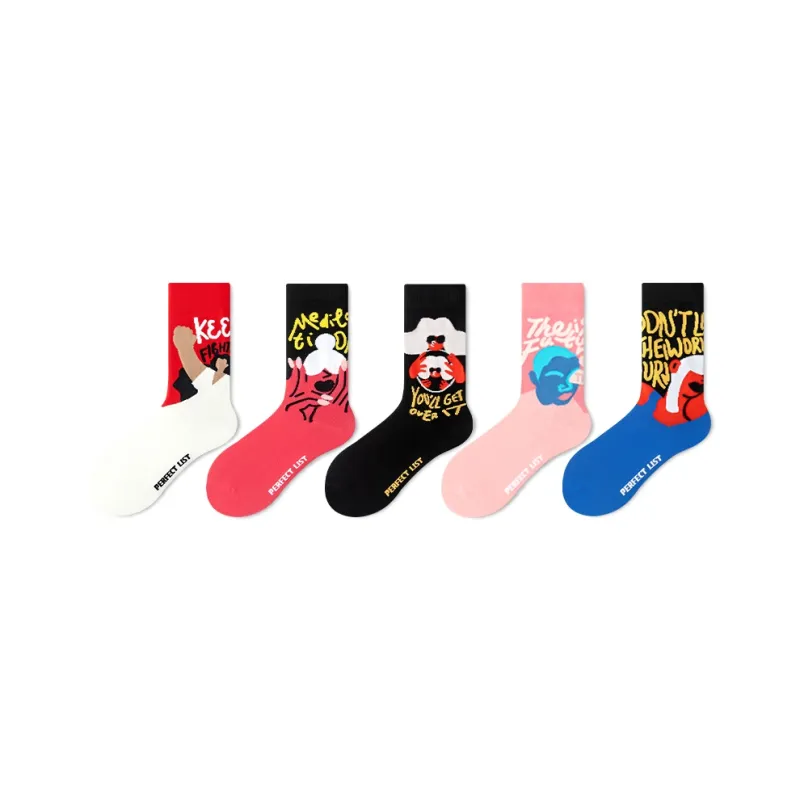 PL Mid Calf Socks Unisex 5 Pack Mixed Color-0