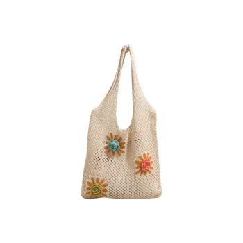 FREEHIKE Chunky Yarn Woven Shoulder Bag Women's Ecru/Khaki