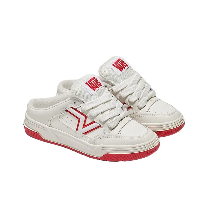 Vans Upland Anti Slip Wear Resistant Low Top Skateboard Shoes Women's White Red-1