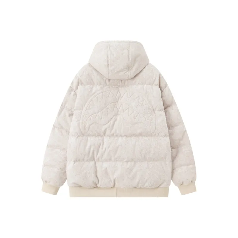 SPRAYGROUND Animal Pattern Hooded Loose Fit Down Jacket Unisex Ecru-0
