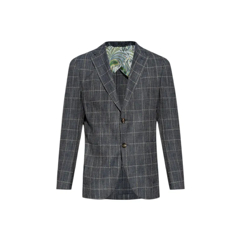 ETRO Single Breasted Checked Blazer-0
