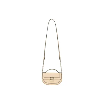 Furla Club 2 Grain Leather Trim Saddle Bag Handbag, Shoulder Bag, Crossbody Bag Mini Women's Beige