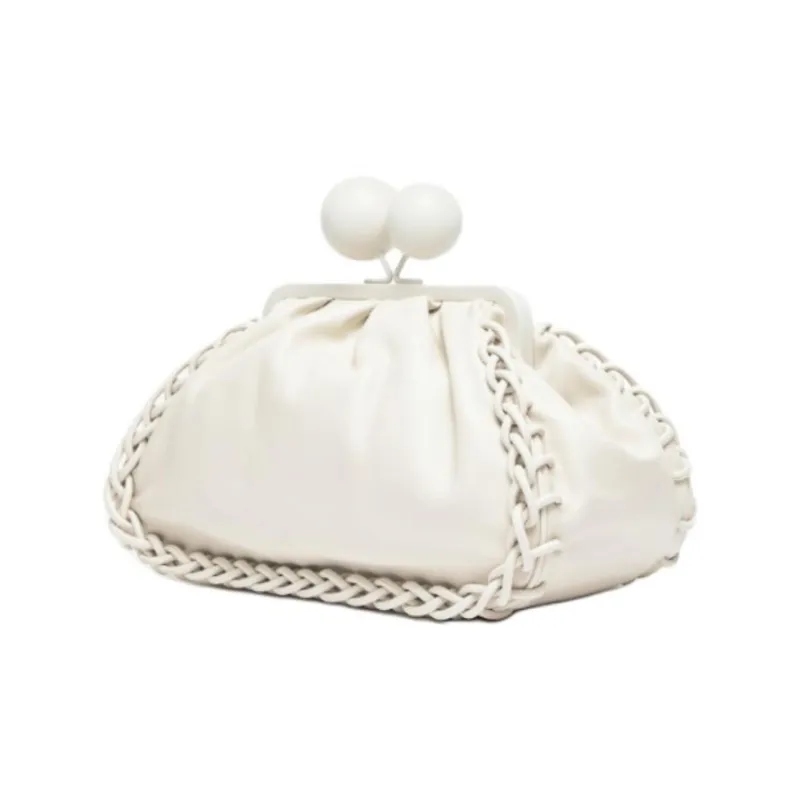 WEEKEND MaxMara Pasticcino Nappa Leather Handbag Medium Size Women's Milk White-1