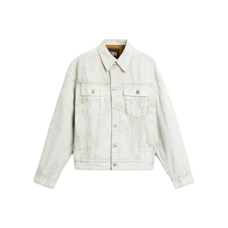 ZARA Denim Jackets Men White-0