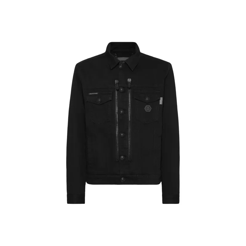 PHILIPP PLEIN Crystal logo Denim Jacket-0
