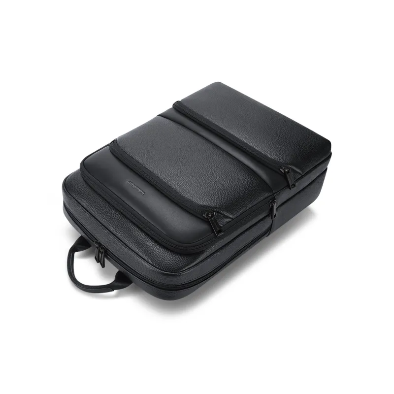 WilliamPOLO Cow Leather Laptop Bag Backpack Regular Men's Black-4