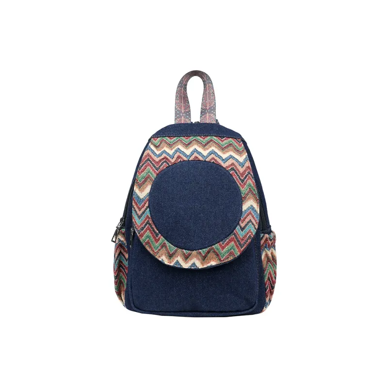 Wenpercy Denim Fabric Backpack Women's Multicolor-3
