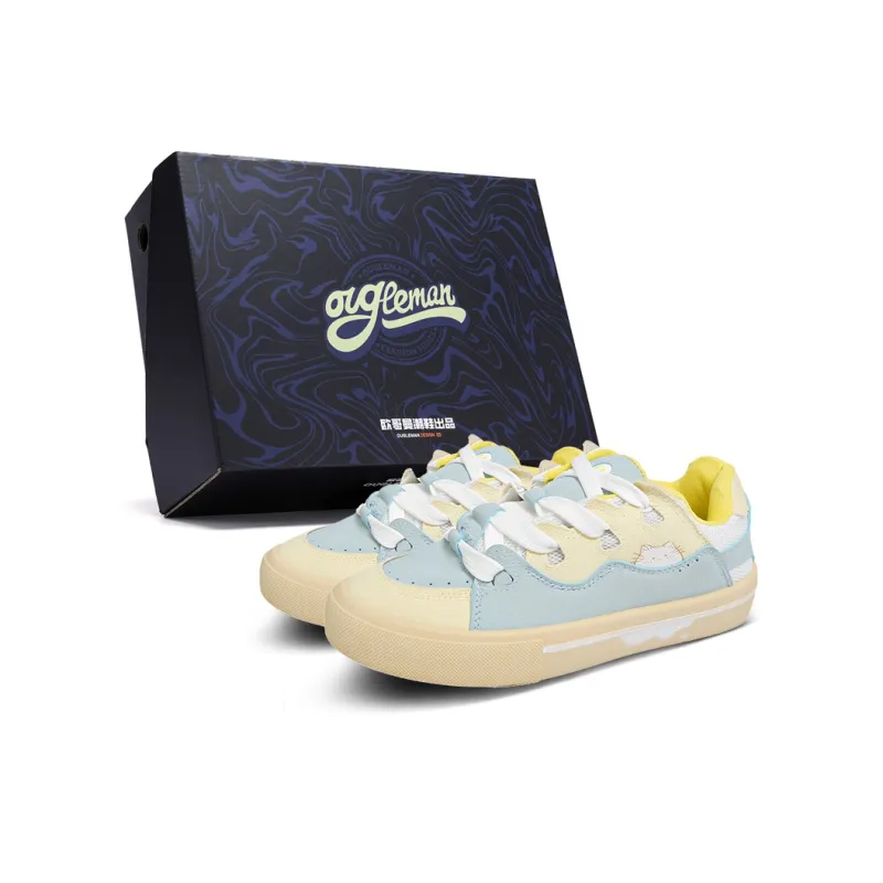 OUGLEMEN Slip Resistant Shock Absorbers With Abrasion Resistant Properties Low Top Skateboard Shoes Women's Box-10