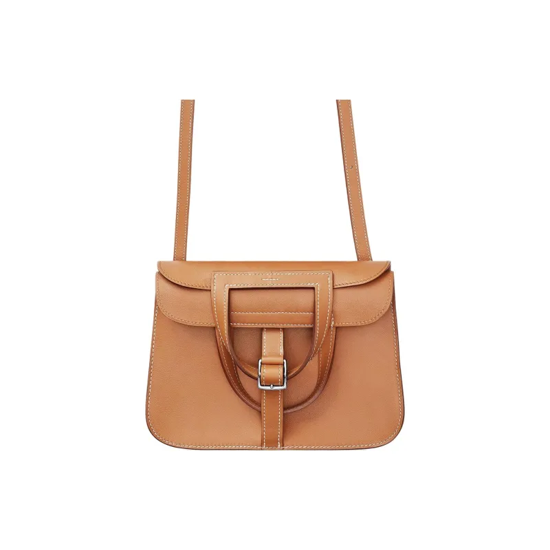 HERMES Halzan Swift Calfskin Shoulder Bag, Crossbody Bag, Handbag Mini Women's Khaki-1