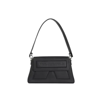 KARL LAGERFELD IKON Cow Leather Shoulder Bag Women's Black