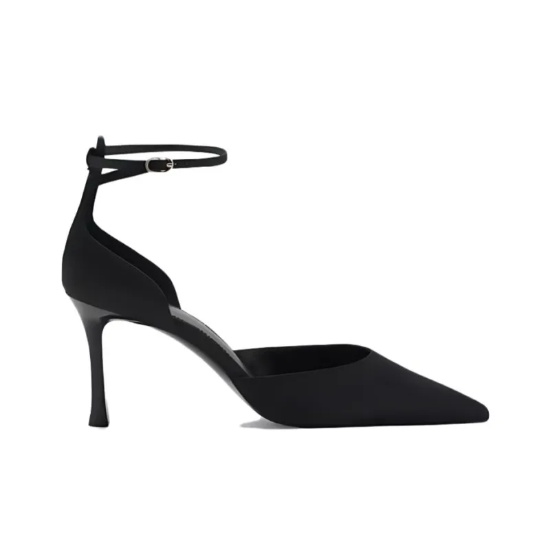 MANGO Slim Heel High Heels 7cm Women's Black-1