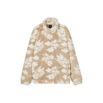 Skechers New Year S COLOR Velvet feel Coat Unisex Khaki Base With Dragon Pattern All Over Print