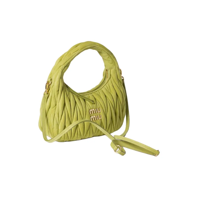 MIU MIU Wander Series Lambskin Hobo Bag Handbag Trumpets Women's Ivy Green-1
