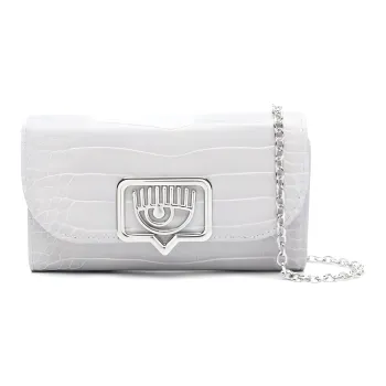 CHIARA FERRAGNI Polyurethane Resin Clutches Crossbody Bag Shoulder Bag Women's Light Gray