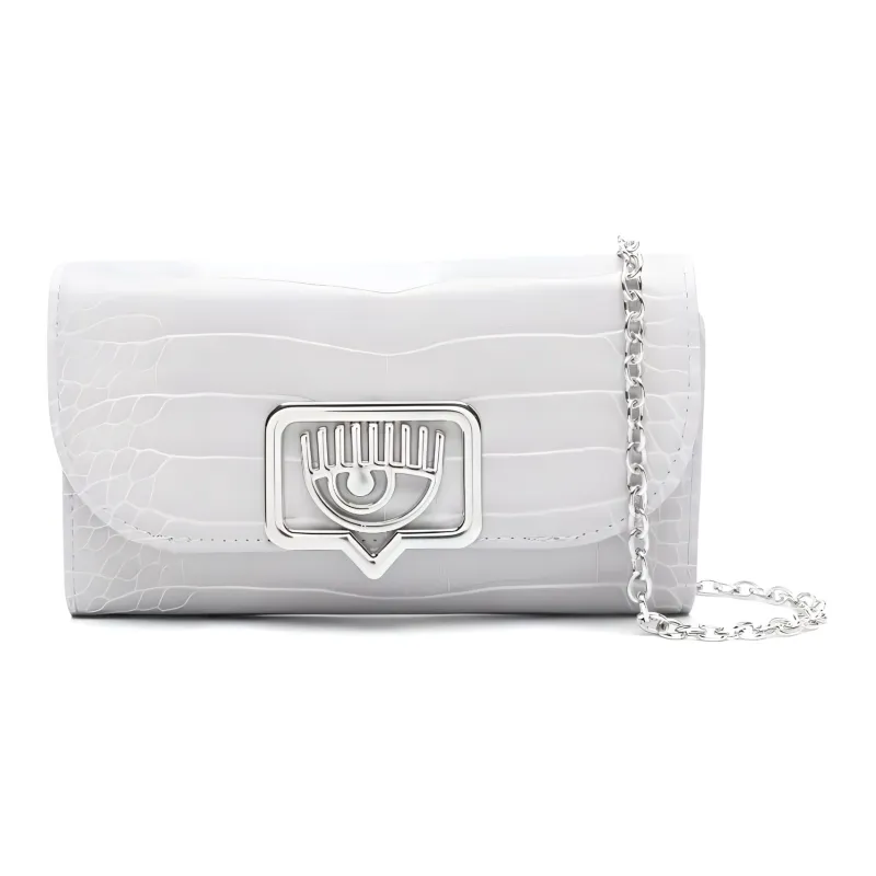 CHIARA FERRAGNI Polyurethane Resin Clutches Crossbody Bag Shoulder Bag Women's Light Gray-0