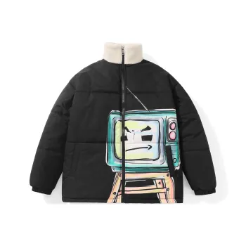 TVX Cartoon Letter Stand Collar Loose Fit Puffer Jacket Unisex