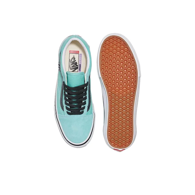 Vans Old Skool Anti Slip Wear Resistant Low Top Skateboard Shoes Women's Blue Black-3